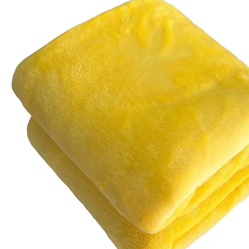Bright Yellow Queen Size Fluffy Fleece blanket (4 pounds) pp1 - Picture 2 of 3